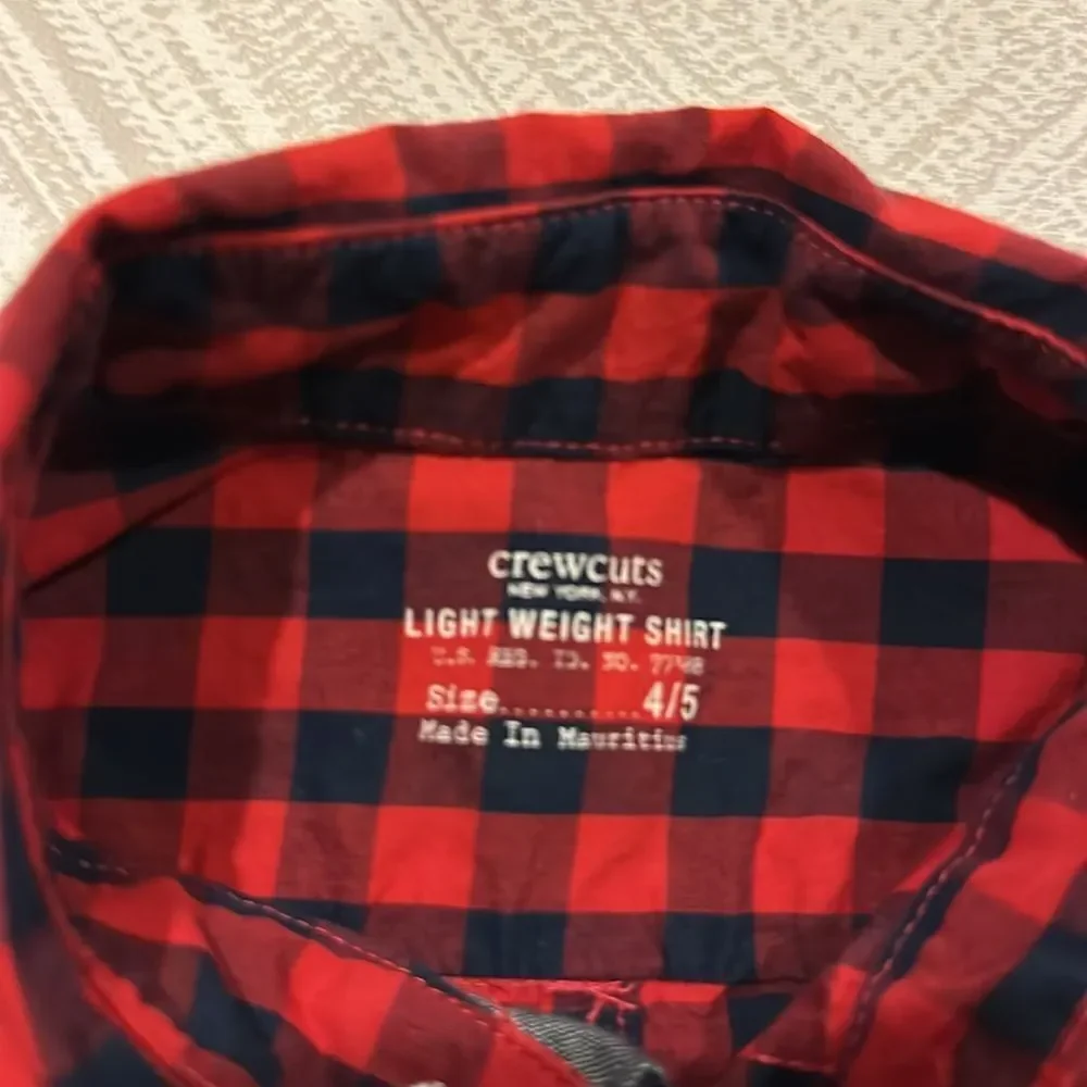 Crewcuts Boys Red & Navy Checkered Button Down Shirt